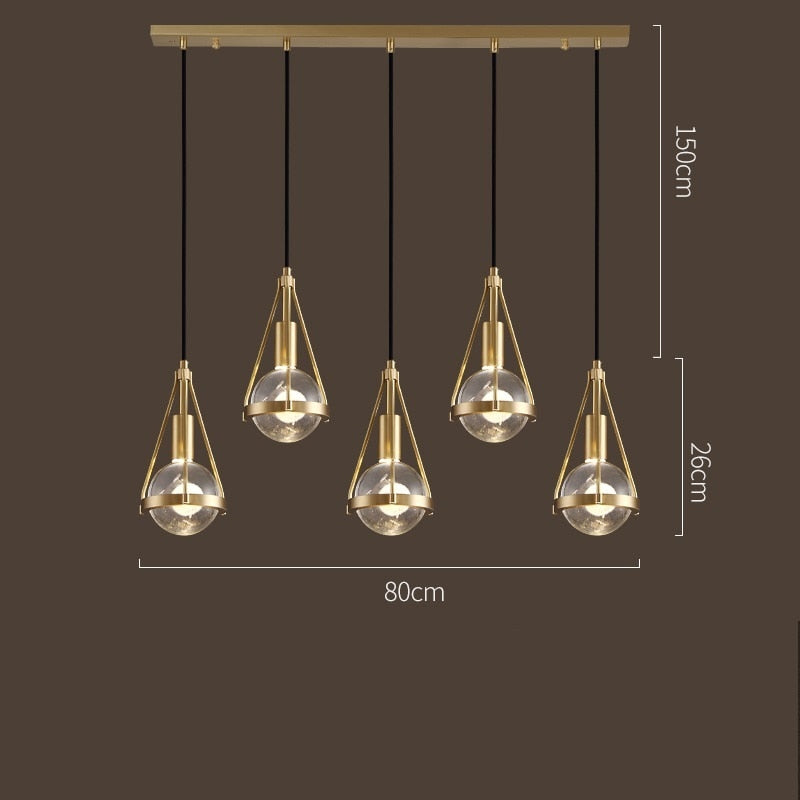 IWHD Nordic Copper Crystal LED Pendant Lights Fixtures Home Indoor Decor Bedroom Living Room Modern Hanging Lamp Luminaria