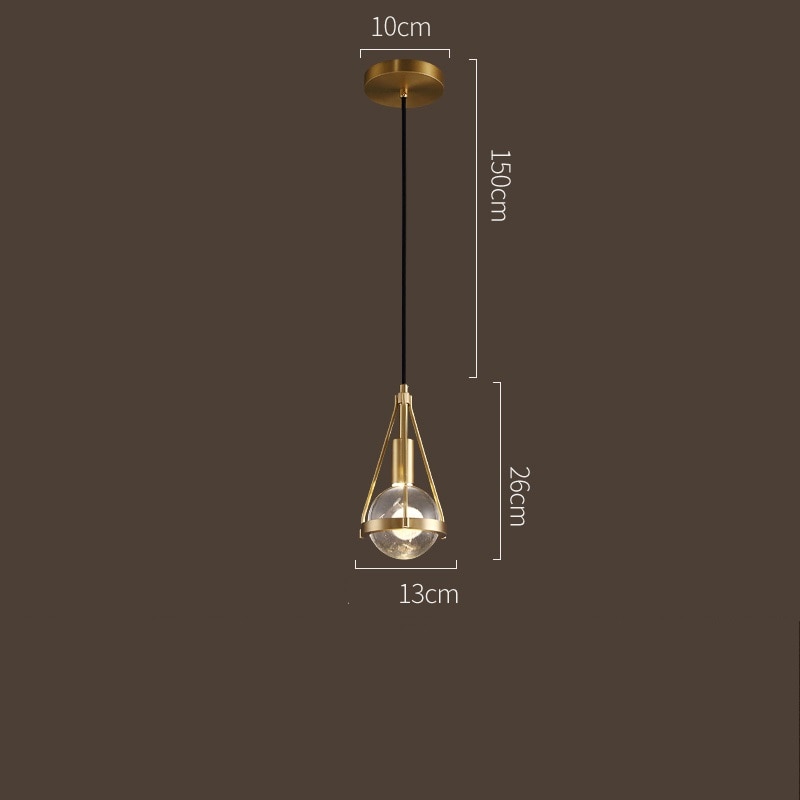 IWHD Nordic Copper Crystal LED Pendant Lights Fixtures Home Indoor Decor Bedroom Living Room Modern Hanging Lamp Luminaria