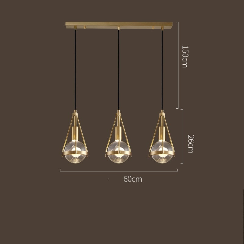 IWHD Nordic Copper Crystal LED Pendant Lights Fixtures Home Indoor Decor Bedroom Living Room Modern Hanging Lamp Luminaria