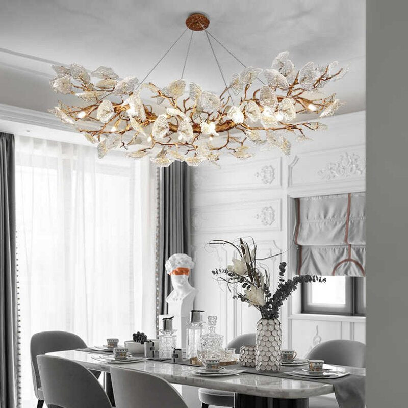 Modern Design Living Room Chandeliers Glass Crystal Handmade Kapok Flower Pendant Lamp for  Bar Hotel Villa Indoor Decor Fixture