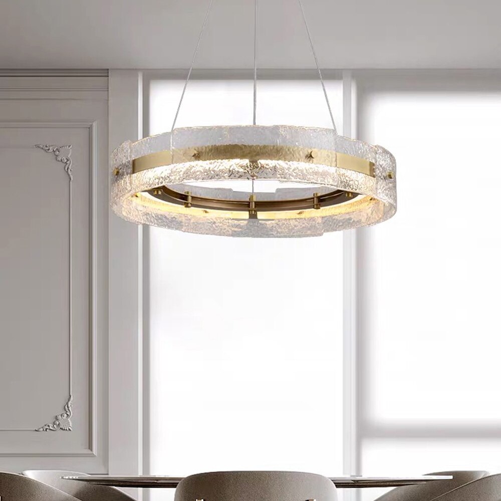 New Gold Chandelier Modern Glass Living Lighting AC110V 220V LED Dining Room Bedroom Lamp