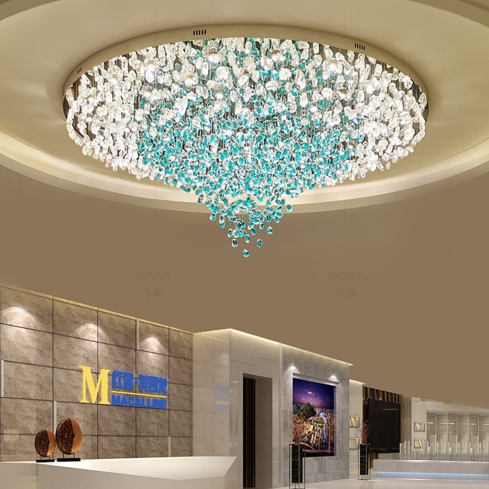 Large Modern Glass Stone Chandelier Living Led Light AC110V 220V Luxury Hotel Lobby Project Ceiling Fixture Indoor Decor