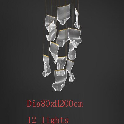 Modern Living Room LED Chandelier Long Staircase Lighting Fixtures AC110V 220V Luxury Hotel Lobby Hanglamp