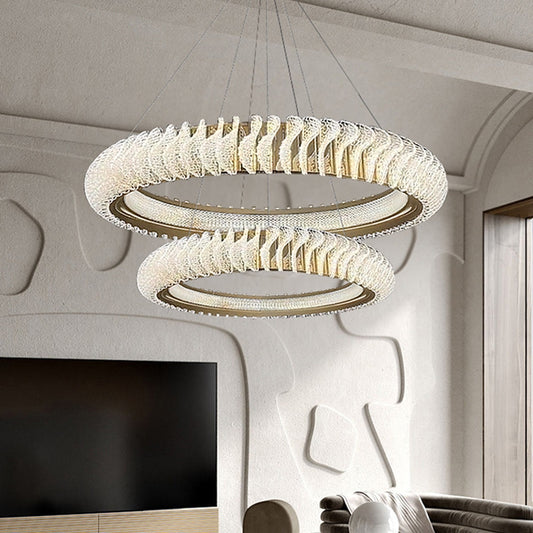 Round Design Modern LED Chandelier Luxury Living Room Decoration Plafondlamp Gold Bedroom Plafonnier