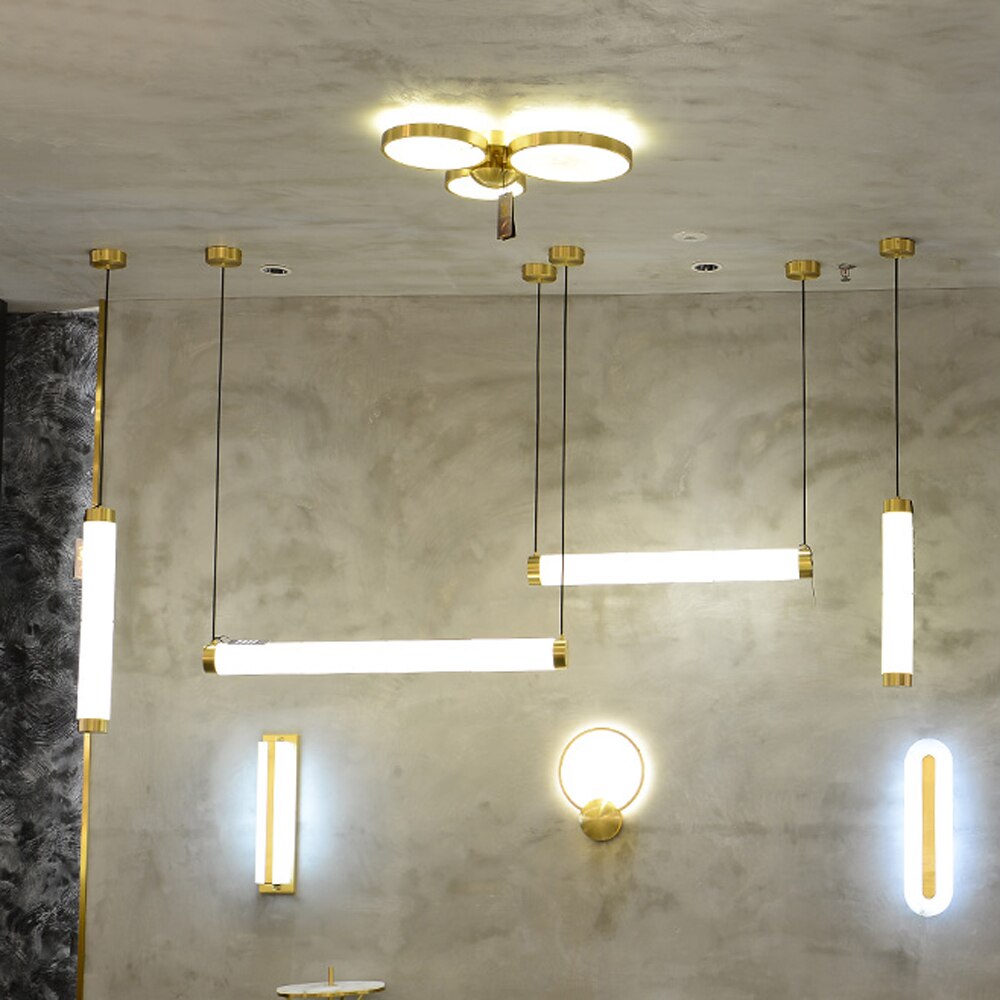 Modern Marble LED Chandelier Dining Room Plafonnier AC110V 220V Hanging Bedside Lamp Bar Lights