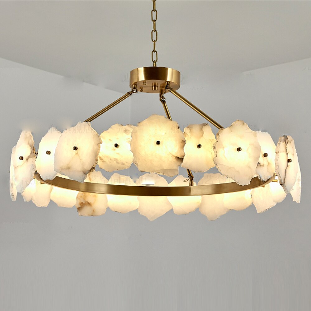 Art Deco Design Living Room Marble Chandelier LED Lamp AC110V 220V Gold Bedroom Decoration Plafonnier