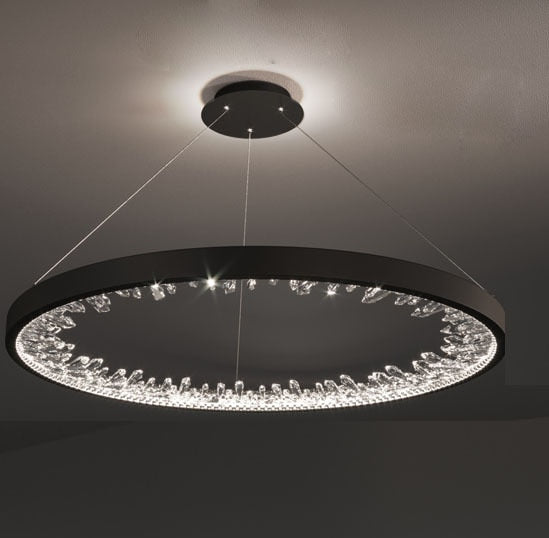 Interwoven Metal  Ring With Inward Crystals Modern Designer Decorative LED Chandelier