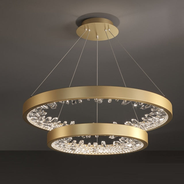 Interwoven Metal  Ring With Inward Crystals Modern Designer Decorative LED Chandelier