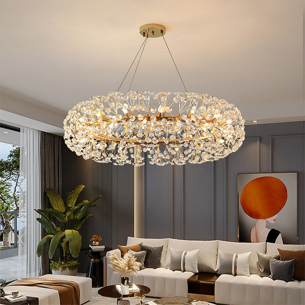 Luxury Design Crystal Flower Torus Modern Lighting Chandelier