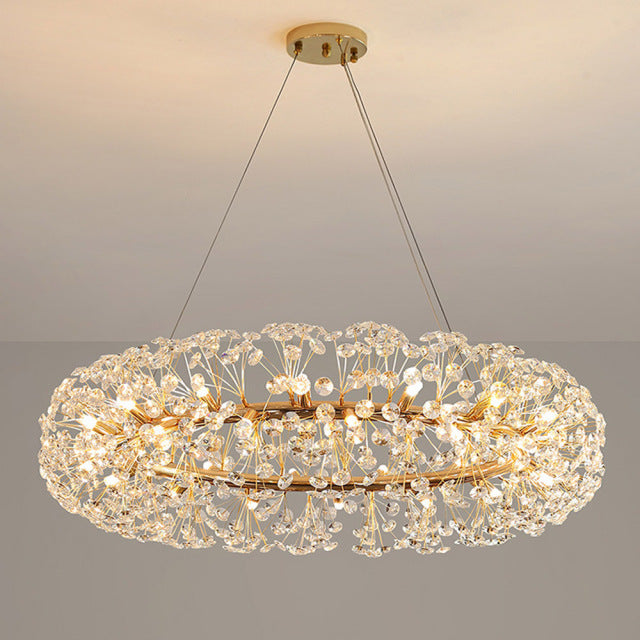 Luxury Design Crystal Flower Torus Modern Lighting Chandelier