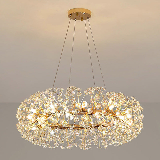 Luxury Design Crystal Flower Torus Modern Lighting Chandelier