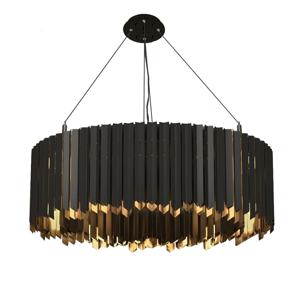 "Ashen Ring of Gold" Black Stainless Steel Modern Chandelier