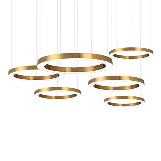 "Golden Halo" Hanging Ring Design Modern LED Chandelier Living Lamp Stainless Steel Gold Project Lighting