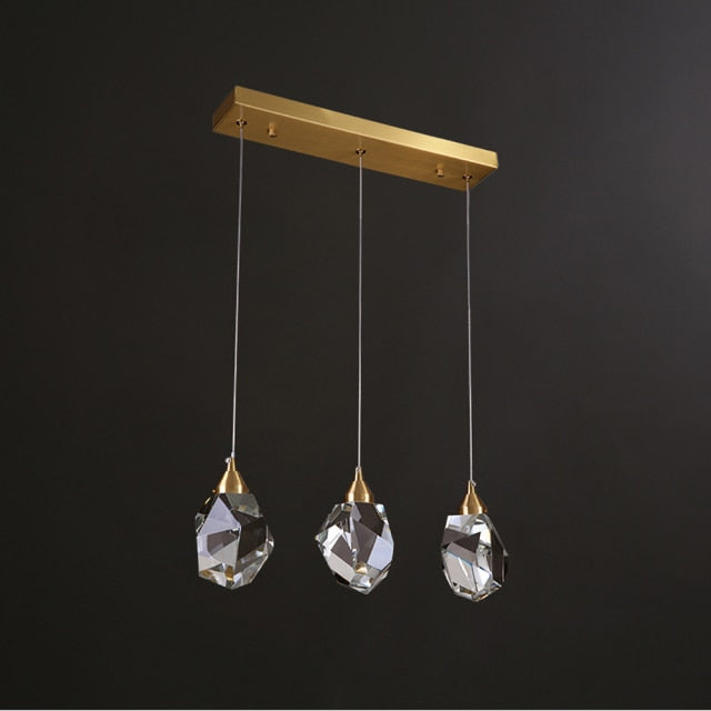 "Frozen Tears" Modern Crystal Pendant Gold Copper LED Light